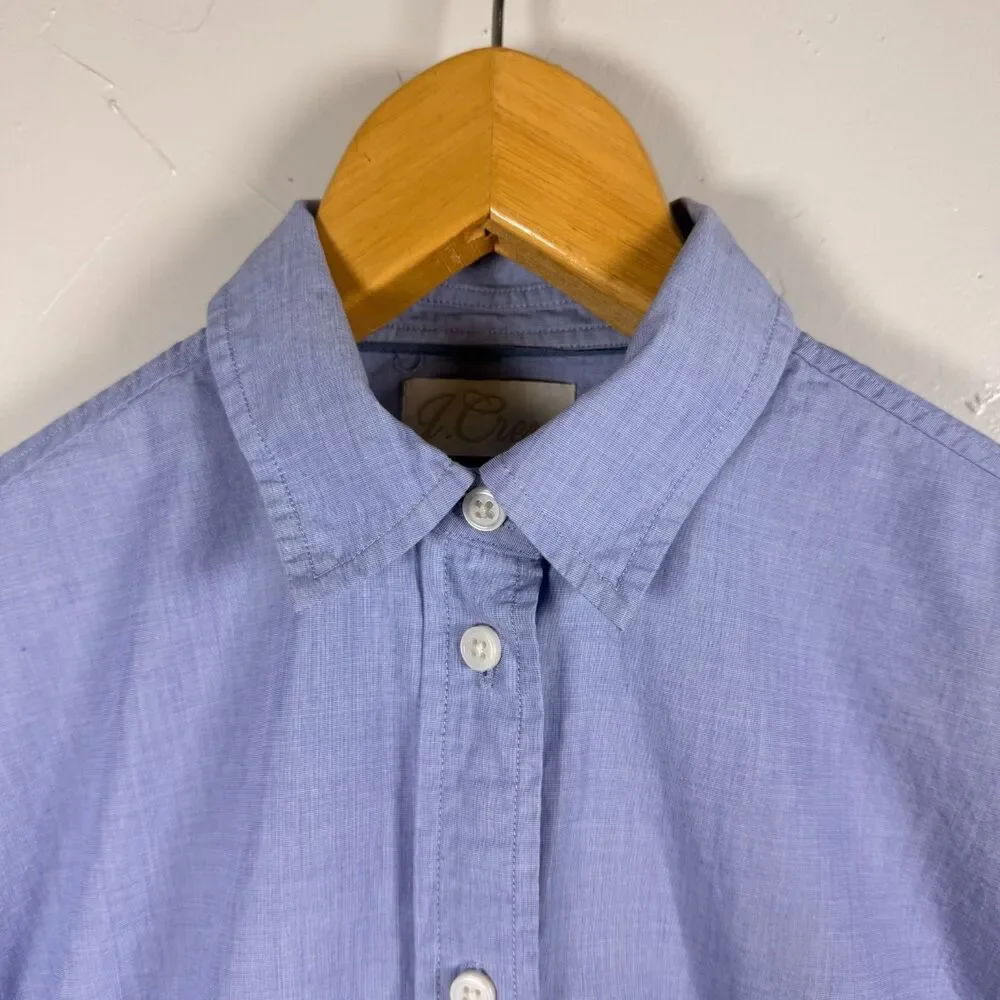 J. Crew Relaxed Fit Blue Long Sleeve Cotton Shirt Size 0P Classic Preppy AY968